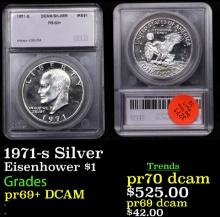 Proof 1971-s Silver Eisenhower Dollar 1 Graded pr69+ DCAM By SEGS