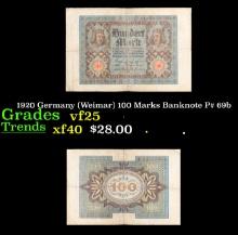 1920 Germany (Weimar) 100 Marks Banknote P# 69b Grades vf+