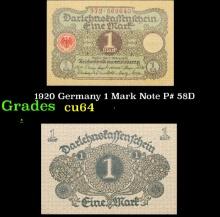1920 Germany 1 Mark Note P# 58D Grades Choice CU
