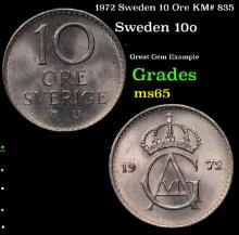 1972 Sweden 10 Ore KM# 835 Grades GEM Unc