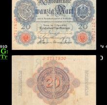 1910 Germany (Empire) 20 Marks Banknote P# 40b Grades vf++