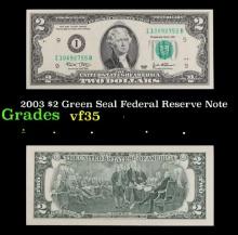 2003 $2 Green Seal Federal Reserve Note Grades vf++