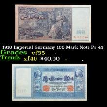 1910 Imperial Germany 100 Mark Note P# 42 Grades vf++