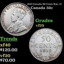 1919 Canada 50 Cents Km: 12 Grades vf+