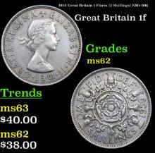 1959 Great Britain 1 Florin (2 Shillings) KM# 906 Grades Select Unc