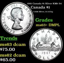 1961 Canada $1 Silver KM# 54 Grades Choice+ unc DMPL