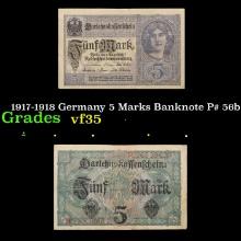 1917-1918 Germany 5 Marks Banknote P# 56b Grades vf++