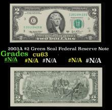 2003A $2 Green Seal Federal Reserve Note Grades Select CU
