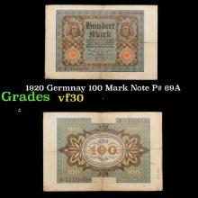 1920 Germnay 100 Mark Note P# 69A Grades vf++