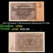 1937 Germany 2 Rentenmark Banknote P# 174b Grades vf++