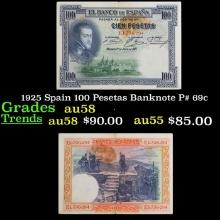 1925 Spain 100 Pesetas Banknote P# 69c Grades Choice AU/BU Slider