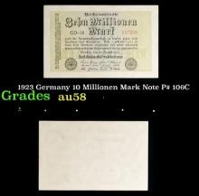 1923 Germany 10 Millionen Mark Note P# 106C Grades Choice AU/BU Slider