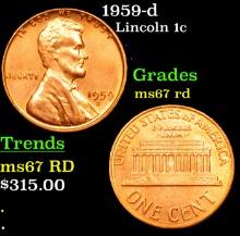 1959-d Lincoln Cent 1c Grades GEM++ Unc RD