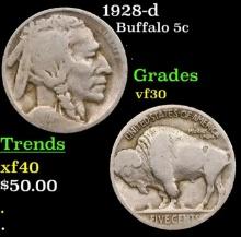1928-d Buffalo Nickel 5c Grades vf++