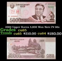 2009 Upper Korea 5,000 Won Note P# 66s Grades Gem CU