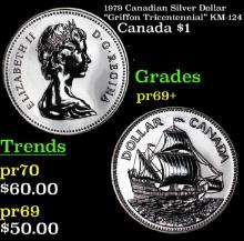 Proof 1979 Canadian Silver Dollar "Griffon Tricentennial" KM-124 Grades GEM++ Proof