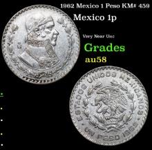 1962 Mexico 1 Peso KM# 459 Grades Choice AU/BU Slider