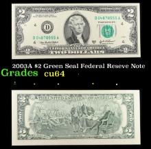 2003A $2 Green Seal Federal Reseve Note Grades Choice CU