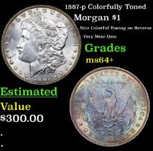 1887-p Morgan Dollar Colorfully Toned 1 Grades Choice+ Unc