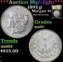 ***Auction Highlight*** 1892-p Morgan Dollar 1 Graded Select Unc By USCG (fc)