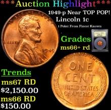 ***Auction Highlight*** 1949-p Lincoln Cent Near TOP POP! 1c Graded GEM++ RD BY USCG (fc)