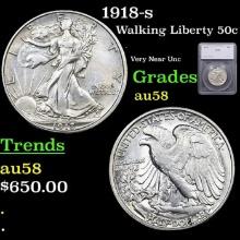 1918-s Walking Liberty Half Dollar 50c Graded au58 BY SEGS