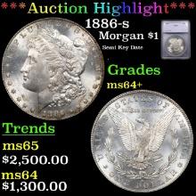 ***Auction Highlight*** 1886-s Morgan Dollar $1 Graded ms64+ BY SEGS (fc)