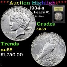 ***Auction Highlight*** 1934-s Peace Dollar 1 Grades Choice AU/BU Slider By USCG (fc)