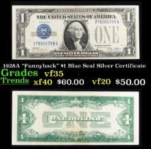 1928A "Funnyback" $1 Blue Seal Silver Certificate Grades vf++