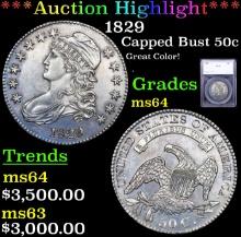 ***Auction Highlight*** 1829 Capped Bust Half Dollar 50c Graded ms64 By SEGS (fc)