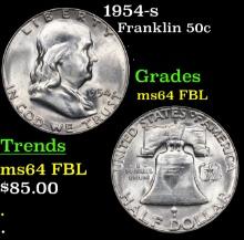 1954-p Franklin Half Dollar 50c Grades Choice Unc FBL