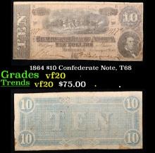 1864 $10 Confederate Note, T68 Grades vf, very fine