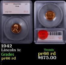 Proof 1942 Lincoln Cent 1c Graded pr66 rd By SEGS