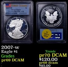 Proof PCGS 2007-w Silver Eagle Dollar 1 Graded pr69 DCAM By PCGS