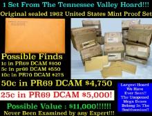 ***Auction Highlight*** Original sealed 1962 United States Mint Proof Set Tennessee Valley Hoard (Fc