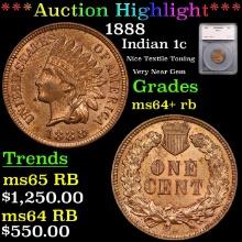 ***Auction Highlight*** 1888 Indian Cent 1c Graded ms64+ rb By SEGS (fc)