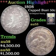 ***Auction Highlight*** 1808 Capped Bust Half Dollar 50c Graded Select AU BY USCG (fc)