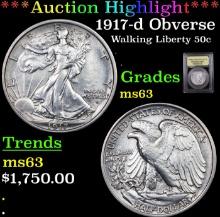 ***Auction Highlight*** 1917-d Obverse Walking Liberty Half Dollar 50c Graded Select Unc BY USCG (fc