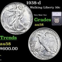 1938-d Walking Liberty Half Dollar 50c Graded au58 By SEGS