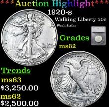 ***Auction Highlight*** 1920-s Walking Liberty Half Dollar 50c Graded ms62 By SEGS (fc)