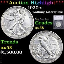 ***Auction Highlight*** 1920-s Walking Liberty Half Dollar 50c Graded au58 By SEGS (fc)
