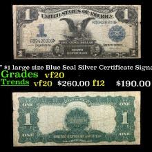 1899 "Black Eagle" $1 large size Blue Seal Silver Certificate Grades vf, very fine Signatures Vernon
