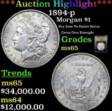 ***Auction Highlight*** 1894-p Morgan Dollar 1 Graded GEM Unc By USCG (fc)