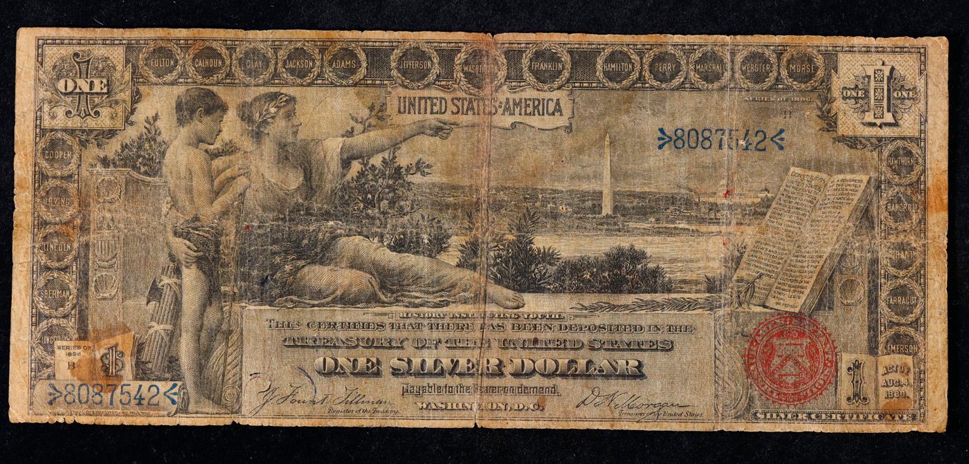 1896 Martha & George Washington "Educational Series" $1 large size Red Seal Silver Certificate Grade