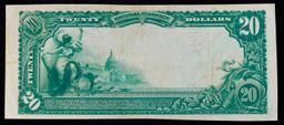 ***Auction Highlight*** 1902 $20 National Currency Blue Seal Hugh McCulloch 'The National Brookville