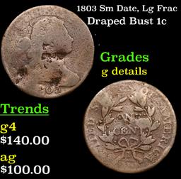 1803 Sm Date, Lg Frac Draped Bust Large Cent 1c Grades g details