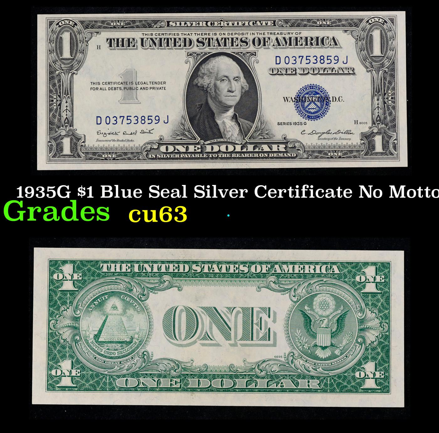 1935G $1 Blue Seal Silver Certificate Grades Select CU No Motto