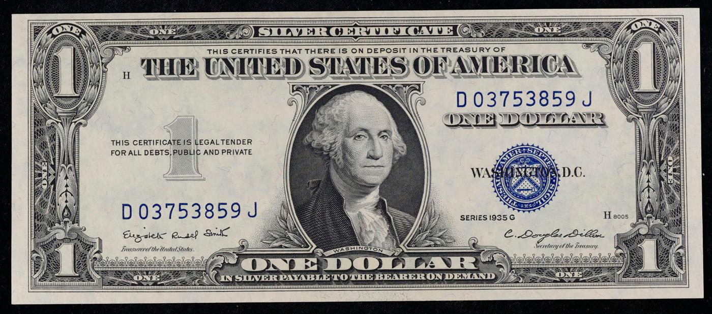 1935G $1 Blue Seal Silver Certificate Grades Select CU No Motto