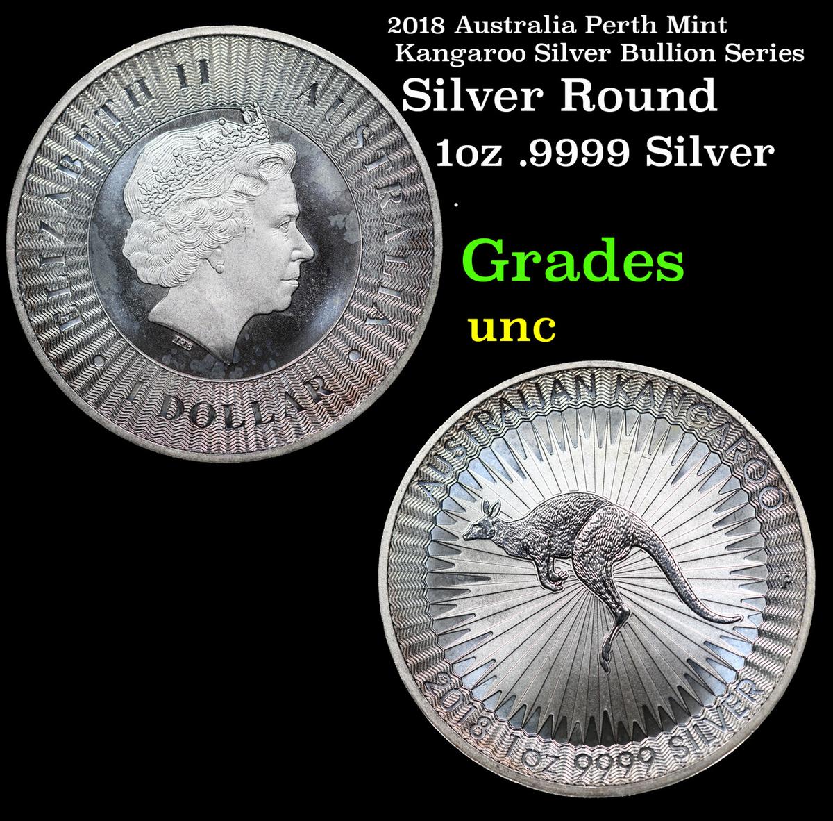 2018 Australia Perth Mint Kangaroo Silver Bullion Series Grades Brilliant Uncirculated