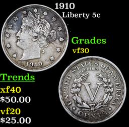 1910 Liberty Nickel 5c Grades vf++
